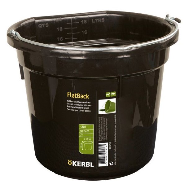 Foder & vand spand / Flad bagside 20 L - Sort